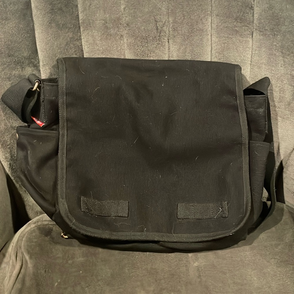 Rapid Dominance Black Canvas Messenger Bag /Laptop Bag unisex 12x12x5